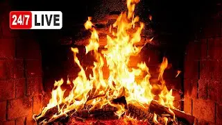 🔥 FIREPLACE 4K (LIVE 24/7). Relaxing Fireplace with Burning Logs and Crackling Fire Sounds