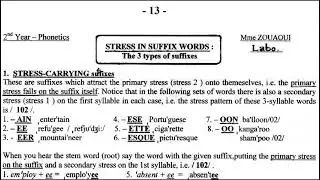 Phonetics 2nd Year| Stress in Suffix Words ✅ The 3 Types of Suffixes