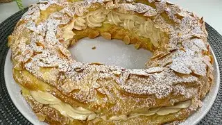 French custard cake Paris-Brest! It's incredibly delicious #chouxpastry #custardrecipe