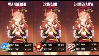 Yanfei - Wanderer Troupe vs Crimson Witch vs Shimenawa Reminiscence - Artifact Comparison