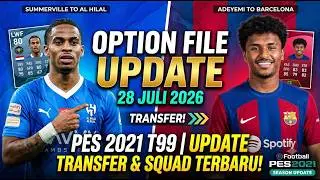 Option File Update July 28, 2026 - PES 2021 T99 | Latest Transfer & Squad Update!