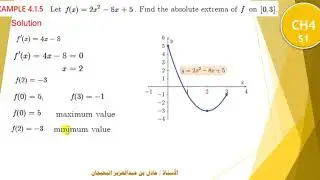 الدرس 45 : أيجاد القيم القصوى في فترة مغلقة - CH4 - FINDING ABSOLUTE EXTREMA ON A CLOSED INTERVAL