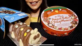 ASMR Mukbang M&S Arctic Colin 🐛❄️ & M&S Peanut Butter and Jelly Munch 🥜🍓