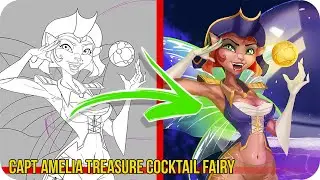 Capt Amelia Treasure Cocktail Fairy - Steps Digital Painting Tutorial