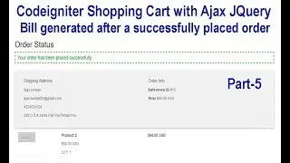 Codeigniter Shopping Cart  | Bill generated after a successfully placed order | Part-5 🔥