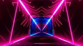 Neon Red And Blue Lines Square Tunnel // 