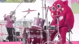 When a costume person destroys the drums at a children’s concert (Read Description!)