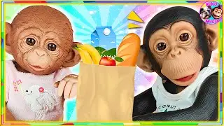 🐵 MONO hace la COMPRA en el SUPERMECADO 🍎 🍊 🍌
