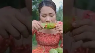 Mukbang biter melon with chili sauce so tasty and yummy asmr