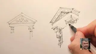 как нарисовать улицу. сложный фасад в перспективе, фронтон . Разбор ошибок в описании.