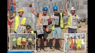Skirt wearing builders back in shorts after bosses lift long trousers only rule