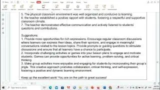 COT OBSERVATION NOTES 2023