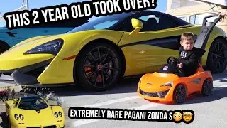 570s Mclaren WITH 2 YEAR OLD DRIVER TAKES OVER CARS AND COFFEE? + RARE PAGANI Zonda S Sighting!!