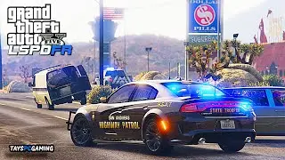 GTA 5 STATE TROOPER PATROL | 2 HIGH SPEED PURSUITS | MULTIPLE SUSPECTS SHOOTING | STOLEN CORONER VAN