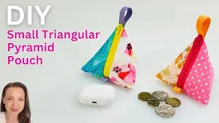 How to make a Small Coin Pouch - DIY  Lined Zipper Pouch  -Tetrahedron / Pyramid Pouch