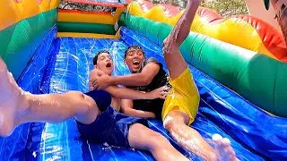 We Built The Worlds Biggest Backyard Waterslide *WORLD RECORD*
