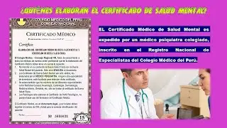 CERTIFICADO MÉDICO DE SALUD MENTAL | ¿Quién lo elabora?