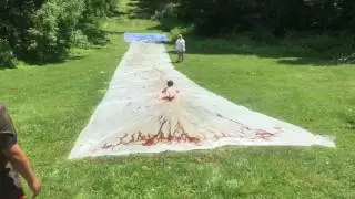 Ethan going down the chocolate slip n slide