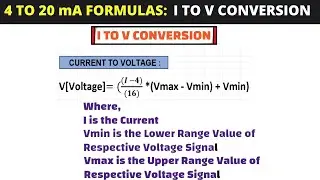 How to convert current to voltage conversion  with 4- 20 mA Conversion Formula