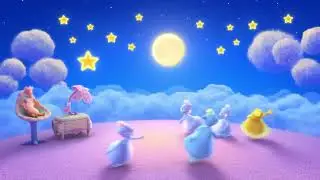 Cartoon characters dancing and playing