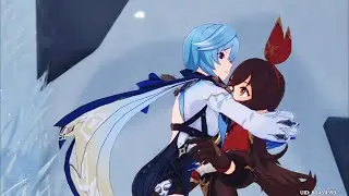 Eula saves Amber and traveler l Genshin Impact