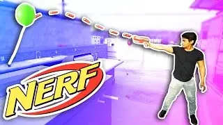 NERF GUN BALLOON TRICK SHOTS!