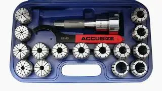 Accusize Industrial Tools 15 Pc Er40 Collet Set Plus 1 pc R8 Bridgeport Shank Holder