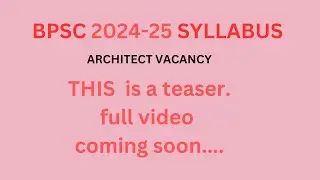 BPSC ASSISTANT ARCHITECT EXAM 2024 Syllabus | Bihar Government Exam | Visual Composition