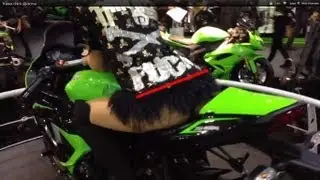 Nice Kawa chick on 2013 ZX-6R 636 @ Eicma says f**k!