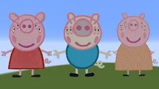 Front view of Peppa Pig Family in Minecraft