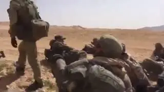 Russian Advisers/Soldiers watching RuAF Mi-35/24 work in Syrian desert,Eastern Homs.