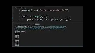 reverse table of a number in python program || f-string in python programming