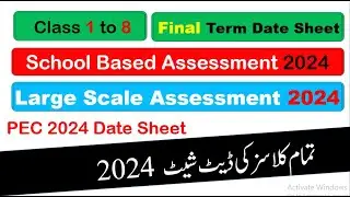 News About PEC Exam Final Term Date Sheet 2024 | School Based Assessment Annual term | 3rd term 2024
