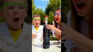 Marek and Mom mixed Mentos and Coke | cool science experiment for kids
