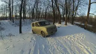 Nissan Cube e 4WD по снегу[5.01.2021]