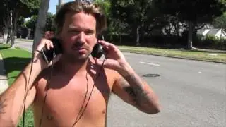 Sean Stewart, Son of Rod Stewart listens to Drake while out running in Beverly Hills, Ca