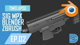 Creating Weapons for Games - Blender & Zbrush - Timelapse - Preview - SIG MPX Copperhead EP.2