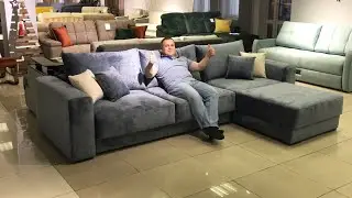Большой угловой диван с оттоманкой, двумя ящиками для белья на металлокаркасе