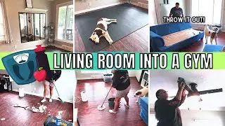 I'M TURNING MY LIVING ROOM INTO A GYM AND THROWING OUT MY COUCH! COME CLEAN WITH ME!