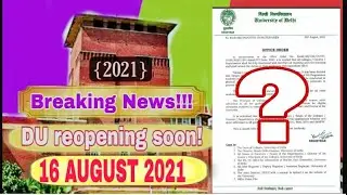 official notice on college reopening du | du college reopening from 16th August |latest update