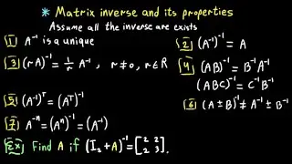 Matrix inverse and its properties