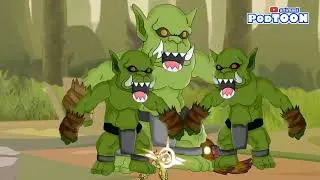 perjuangan melawan penjaga harta karun!!animasi powtoon