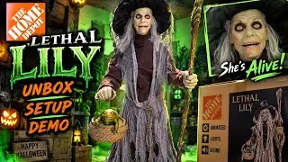Lethal Lily Witch Animatronic Unboxing, Setup & Demo | Home Depot Halloween 2023