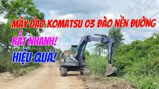 Komatsu 03 excavator widens roadbed in village | Construction machinery | Work efficiency.