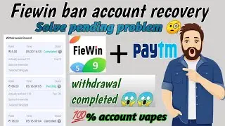 Fiewin ban account recovery // solve pending problem in fiewin //Withdrawal comleted 100% account //