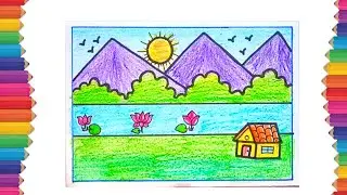 Landscape Drawing Easy | Nature Scenery Drawing for Kids | Simple Scenery Drawing Tutorial