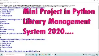 [MINI PROJECT] Library Management System In Python 2020.