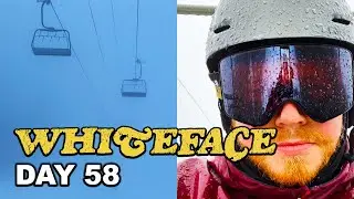 Skiing in rain and low visibility at Whiteface Mountain in the Adirondacks
