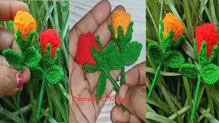 Mini stick Rose Crochet || Satabdi Crochet || With English Subtitles available 
