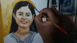 Devi Chitralekha portrait painting /#watercolourportrait #watercolorpainting #art #art video